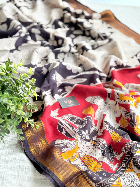 Kalamkari printed silk dupatta