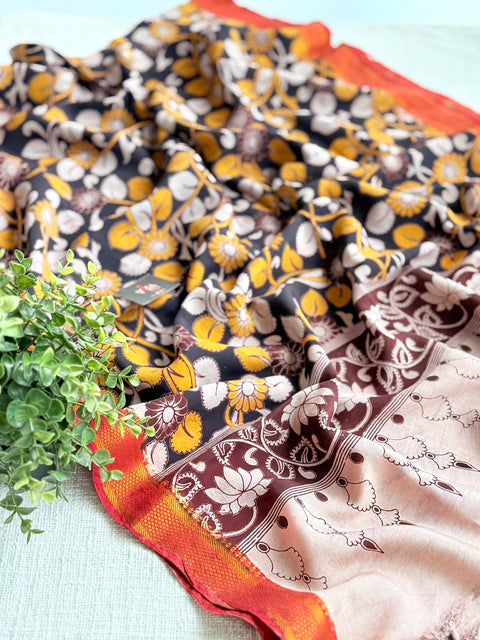 Kalamkari printed silk dupatta