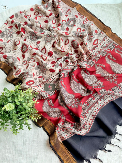Kalamkari printed silk dupatta