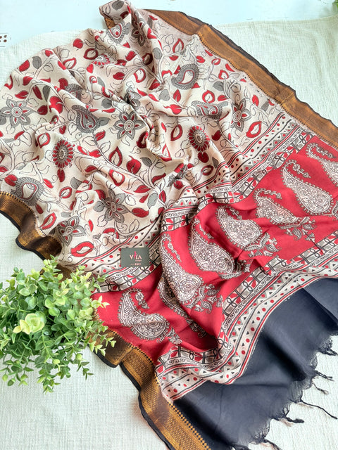 Kalamkari printed silk dupatta