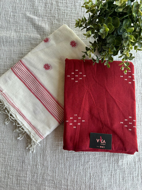 Cotton suit set with jamdhani dupatta