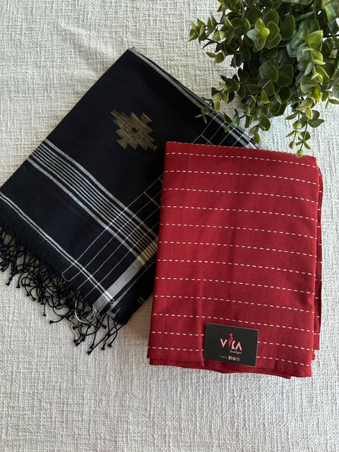Cotton suit set with jamdhani dupatta