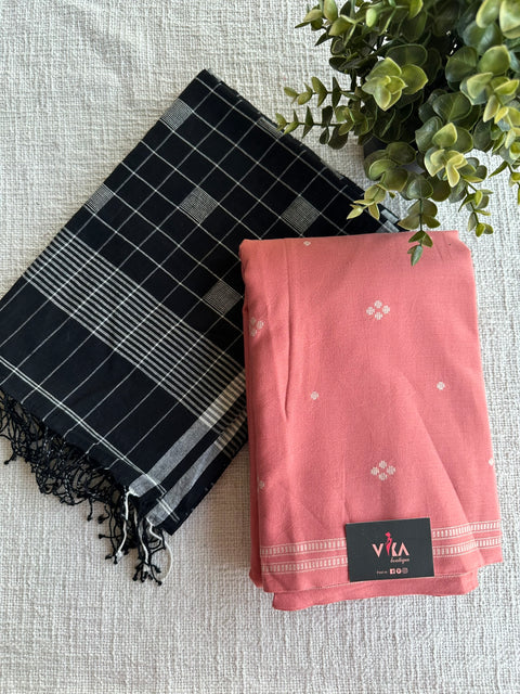 Cotton suit set with jamdhani dupatta