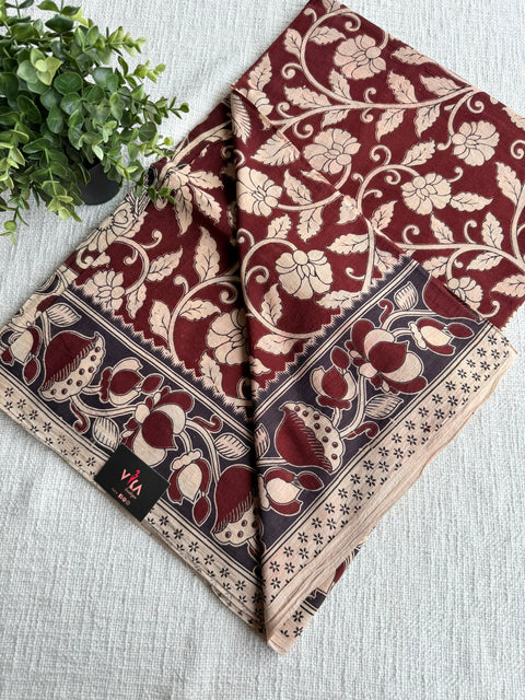 Kalamkari printed cotton saree