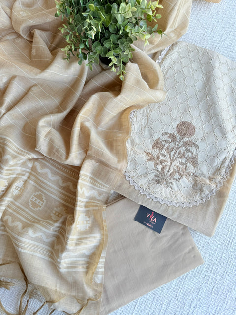 Neck patch chanderi suit material