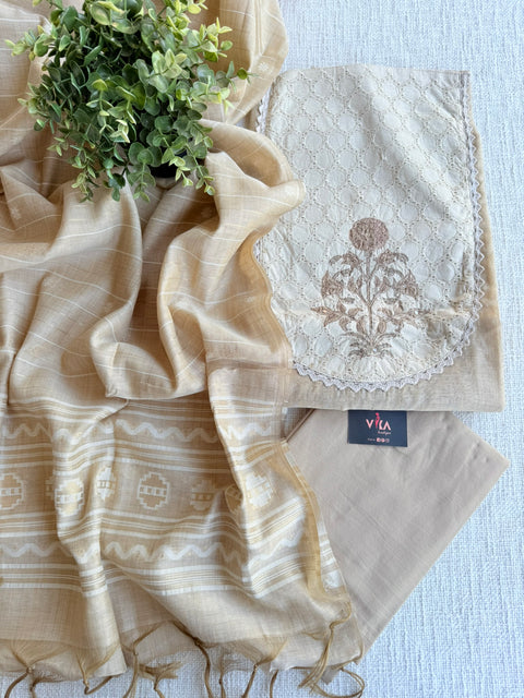 Neck patch chanderi suit material