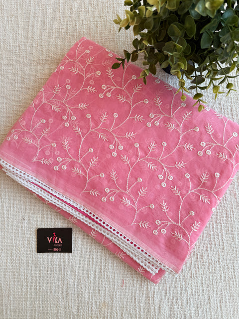 Supernet embroidered saree