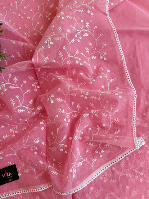 Supernet embroidered saree