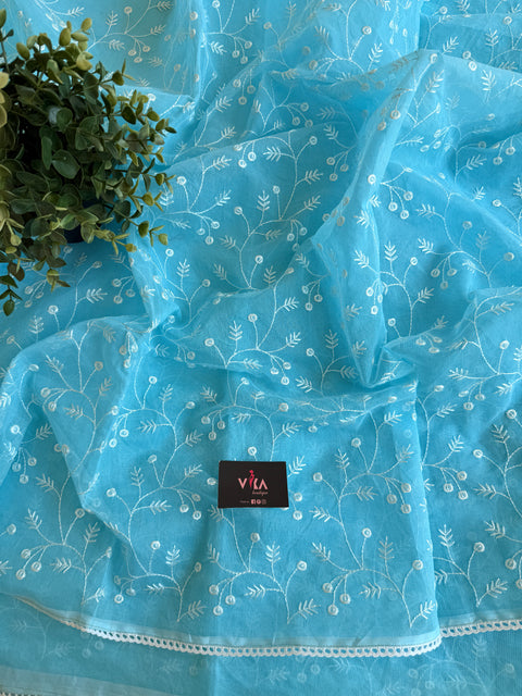 Supernet embroidered saree