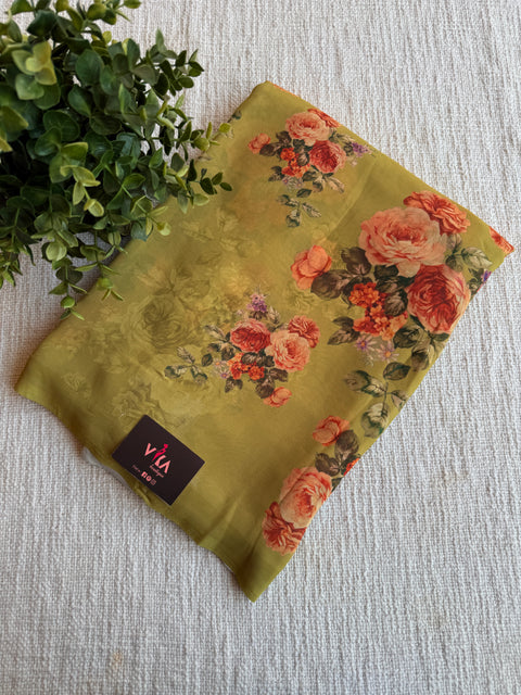 Floral printed georgette saree
