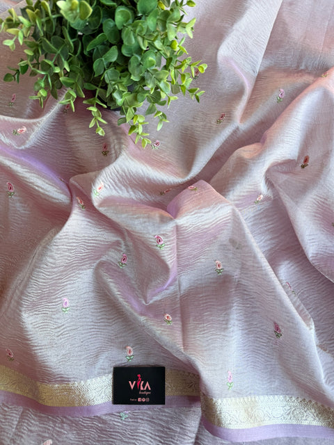 Silver zari weaving tissue saree - Purple