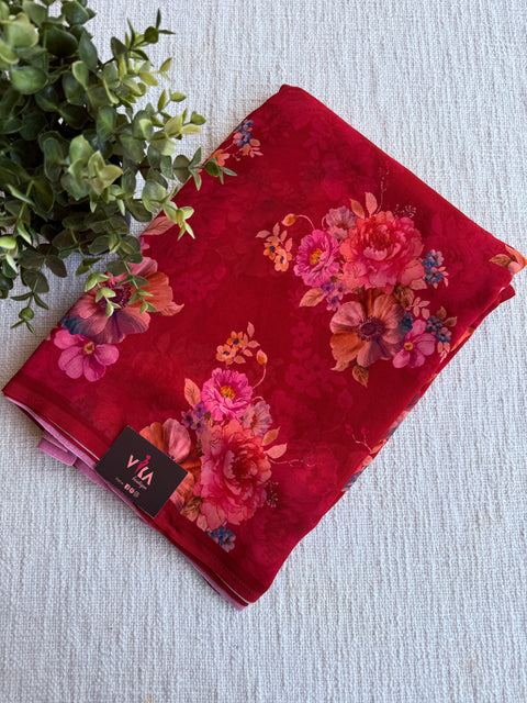 Floral printed georgette saree