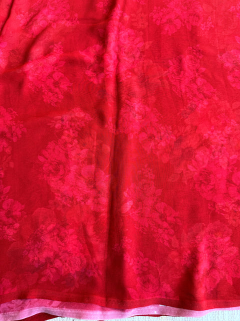 Floral printed georgette saree