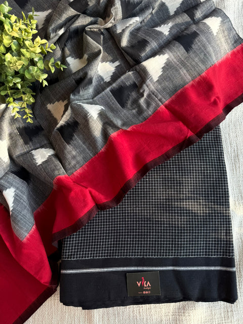 Handloom cotton set with ikat dupatta