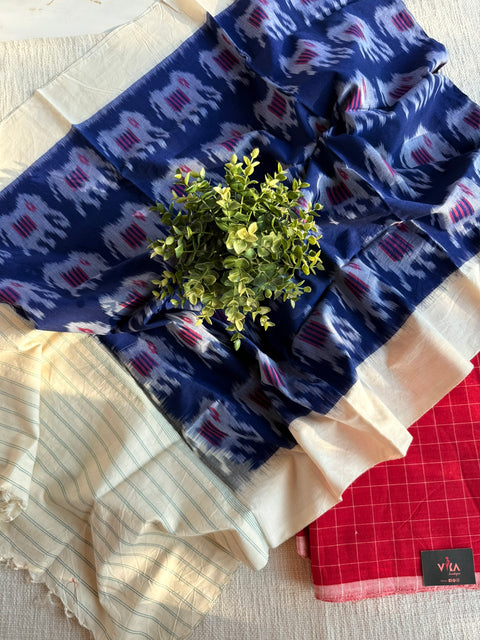 Handloom cotton set with ikat dupatta