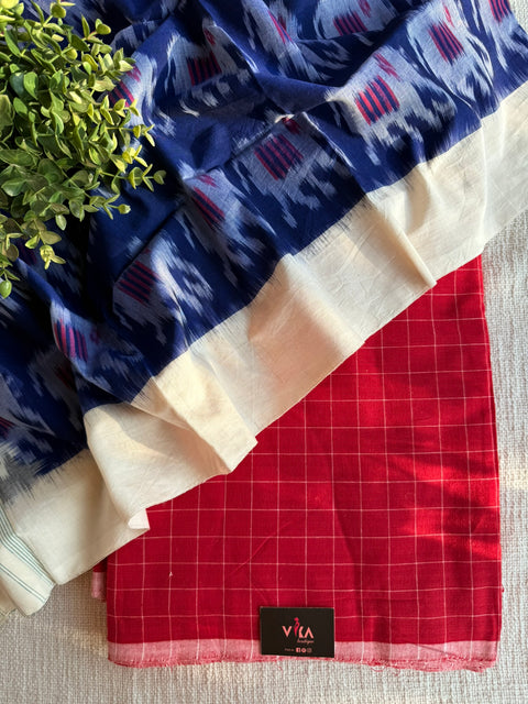 Handloom cotton set with ikat dupatta