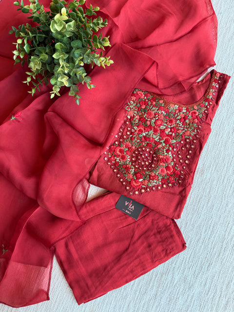 Burnt orange french knot Ready suit set