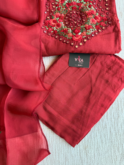 Burnt orange french knot Ready suit set