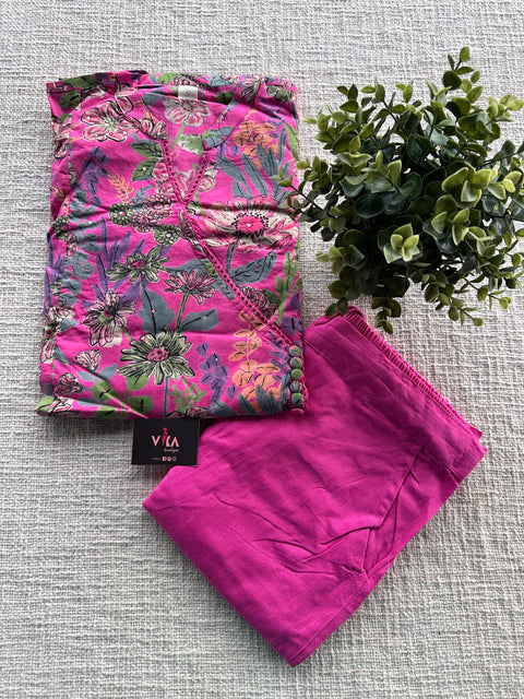 Printed cotton angrakha set - Pink