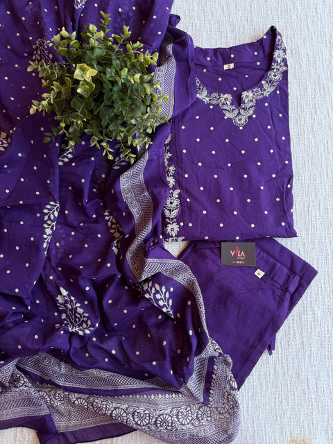 Violet pure cotton Ready suit set