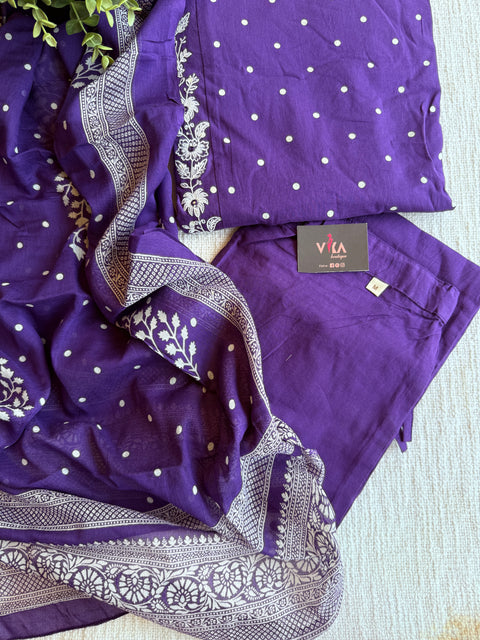 Violet pure cotton Ready suit set