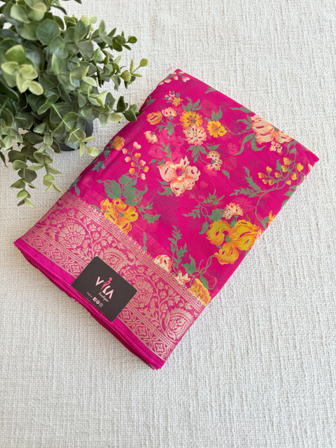 Floral Printed semi chiffon saree