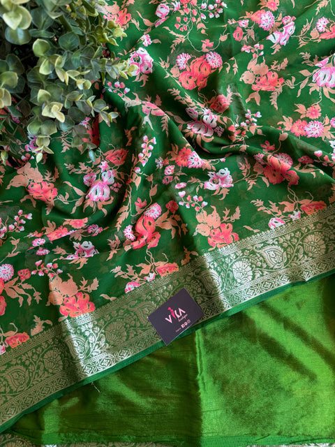 Floral Printed semi chiffon saree
