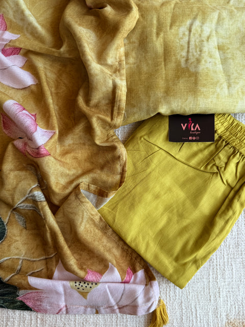 Pichwai printed linen Ready suit set