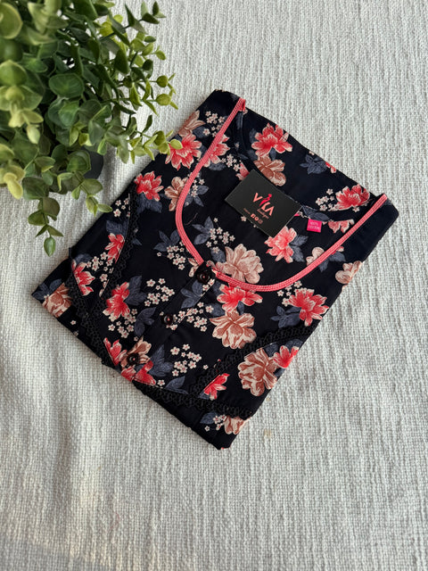 L size printed cotton nighty