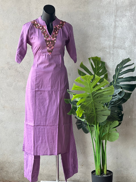 Hand emb mul cotton kurti pant