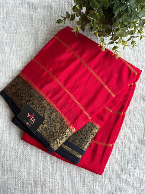 zari weaving faux crepe saree with contrast blouse