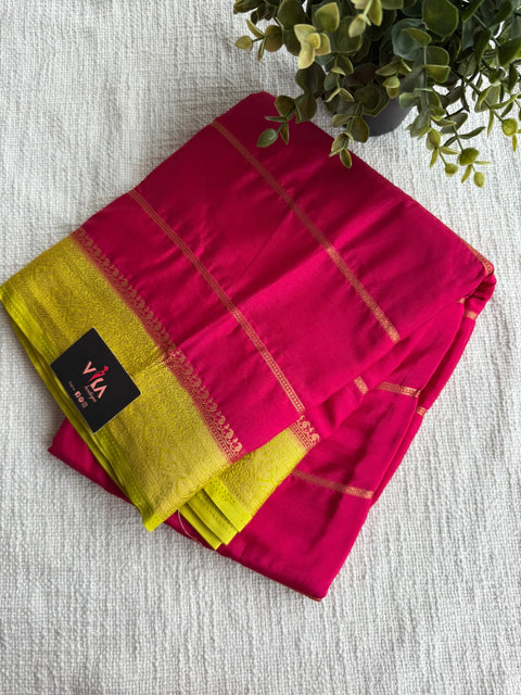 zari weaving faux crepe saree with contrast blouse