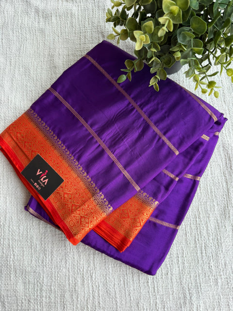 zari weaving faux crepe saree with contrast blouse