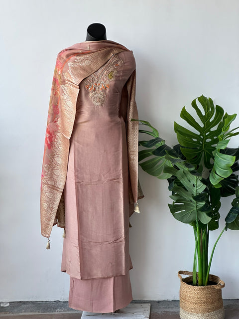 Neck emb Tissue salwar material