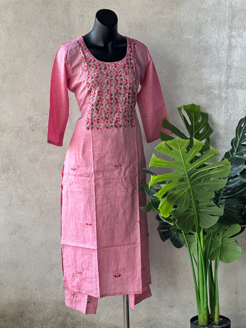 Hand embroidery cotton kurti pant