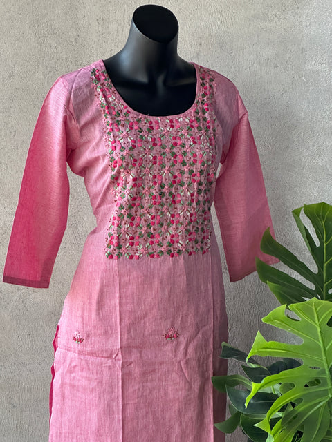 Hand embroidery cotton kurti pant