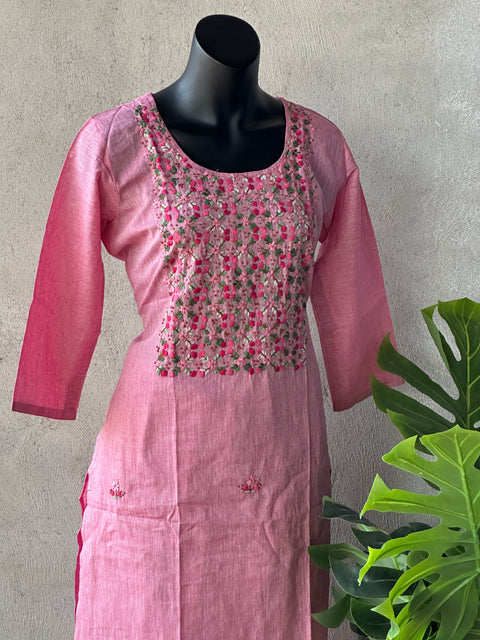 Hand embroidery cotton kurti pant