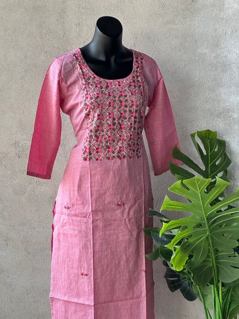 Hand embroidery cotton kurti pant