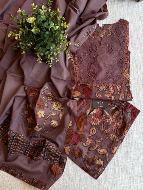 Kalamkari printed cotton Ready suit set