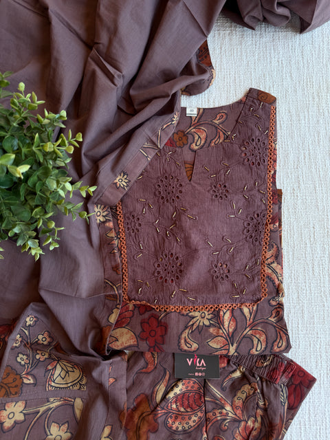 Kalamkari printed cotton Ready suit set