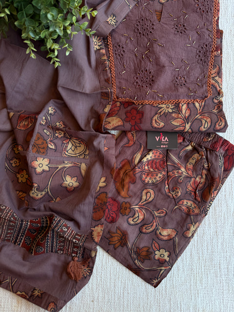 Kalamkari printed cotton Ready suit set