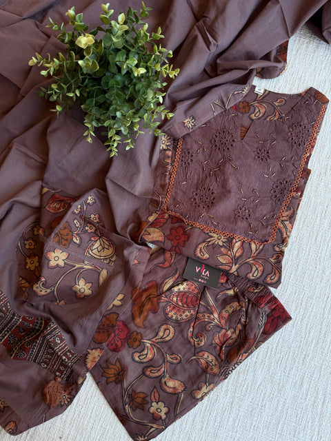 Kalamkari printed cotton Ready suit set