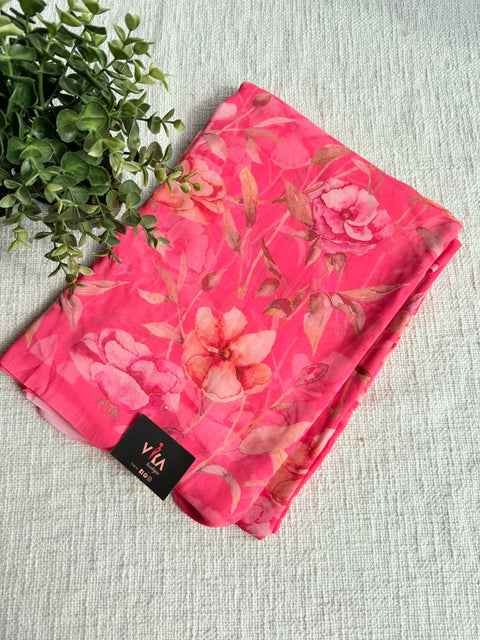 Floral printed georgette saree