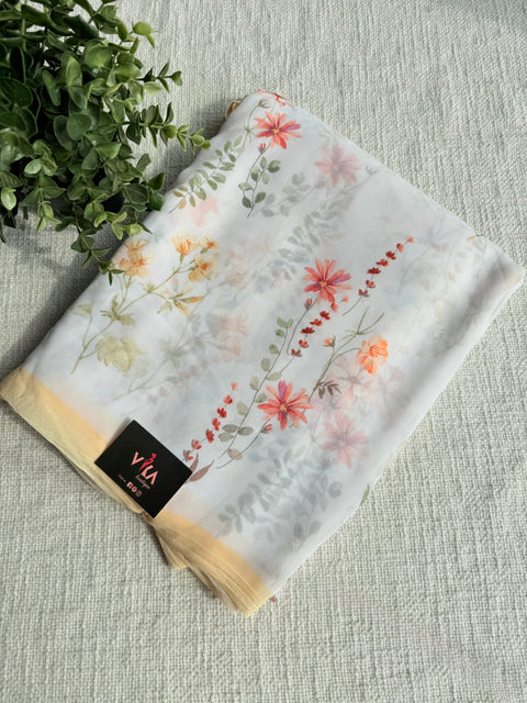 Floral printed georgette saree