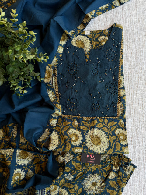 Kalamkari printed cotton Ready suit set