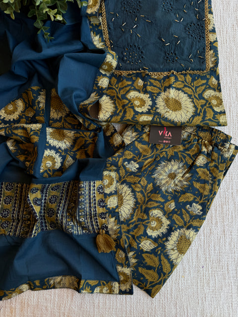 Kalamkari printed cotton Ready suit set
