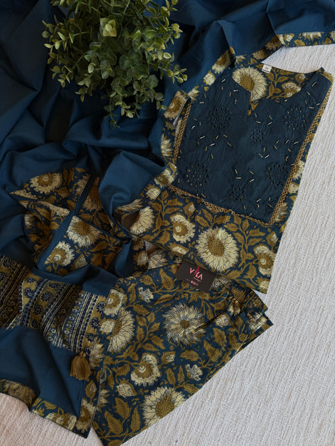 Kalamkari printed cotton Ready suit set