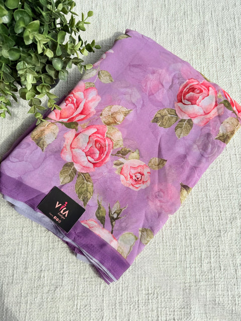 Floral printed georgette saree