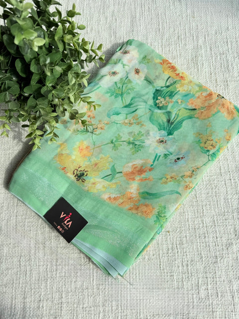 Floral printed georgette saree