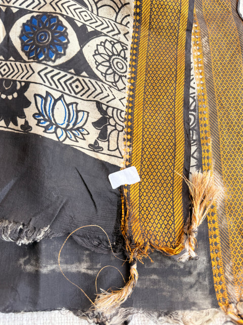 Damaged Kalamkari printed silk dupatta